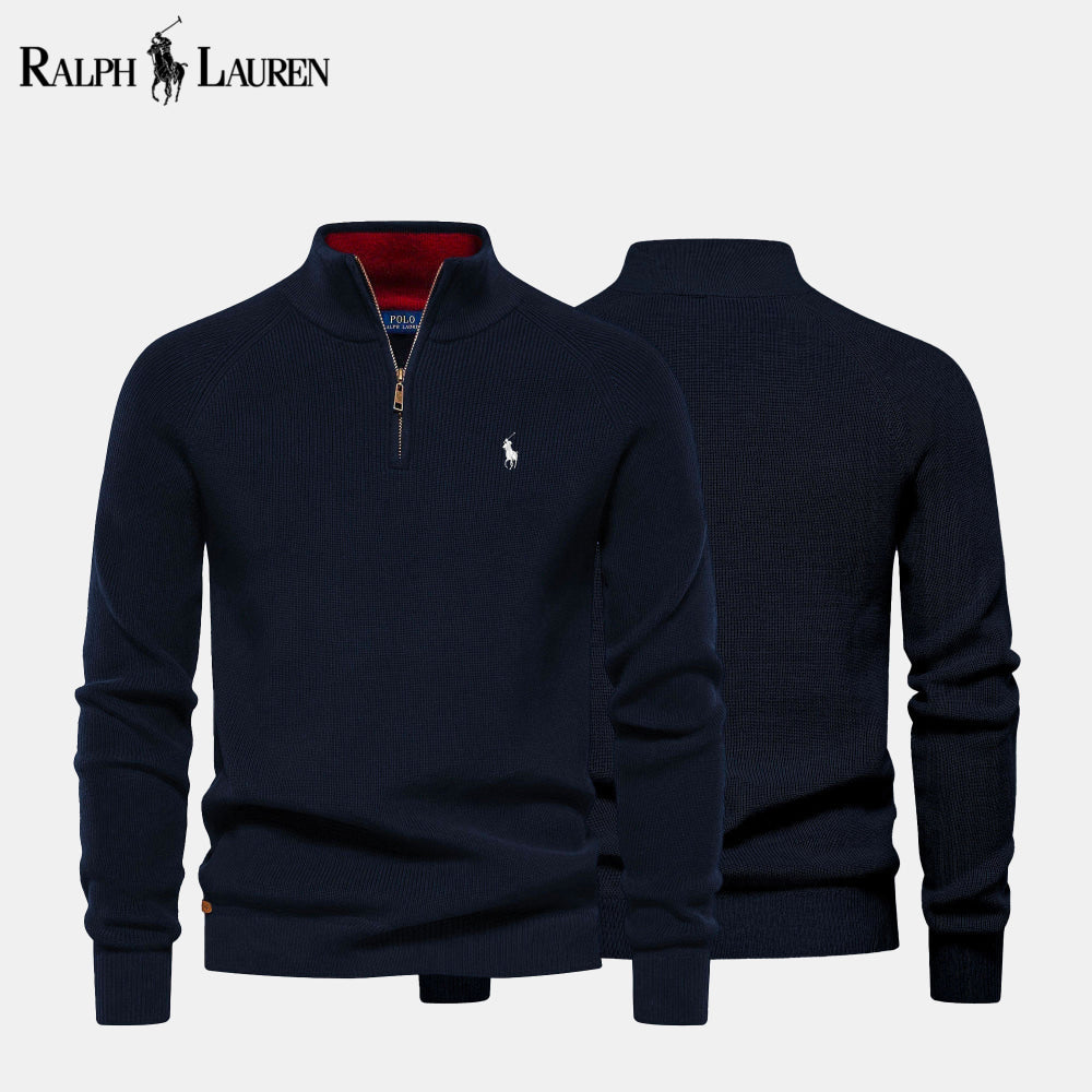 RL Zip Cable-Knit Wool Knit Sweater