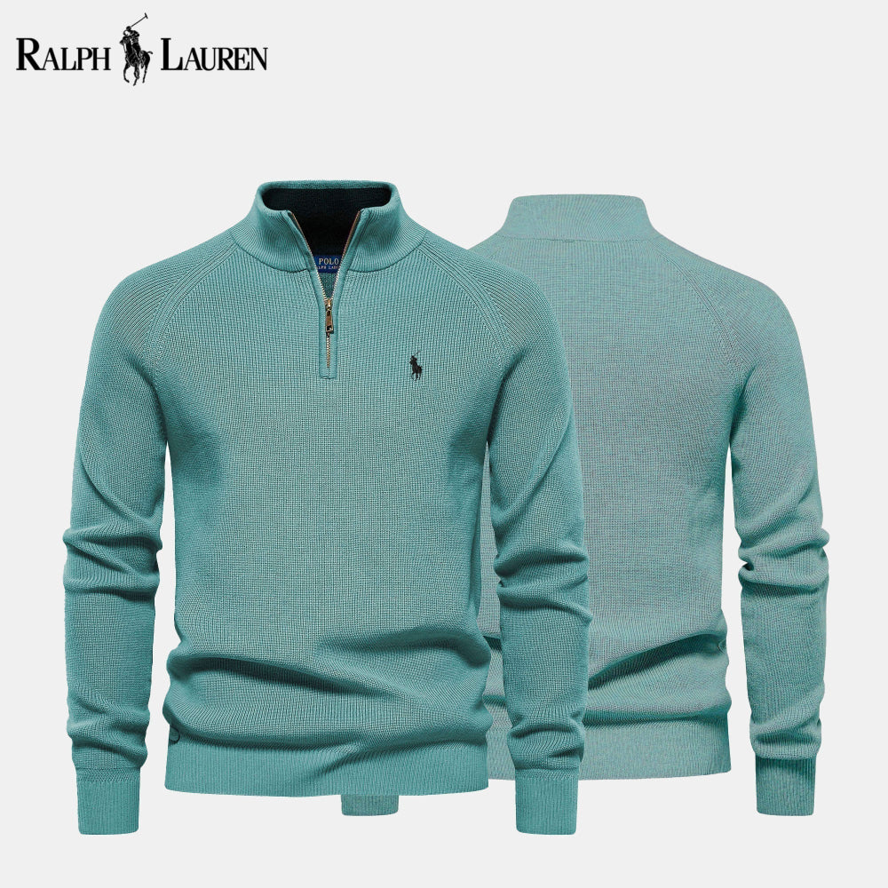 RL Zip Cable-Knit Wool Knit Sweater